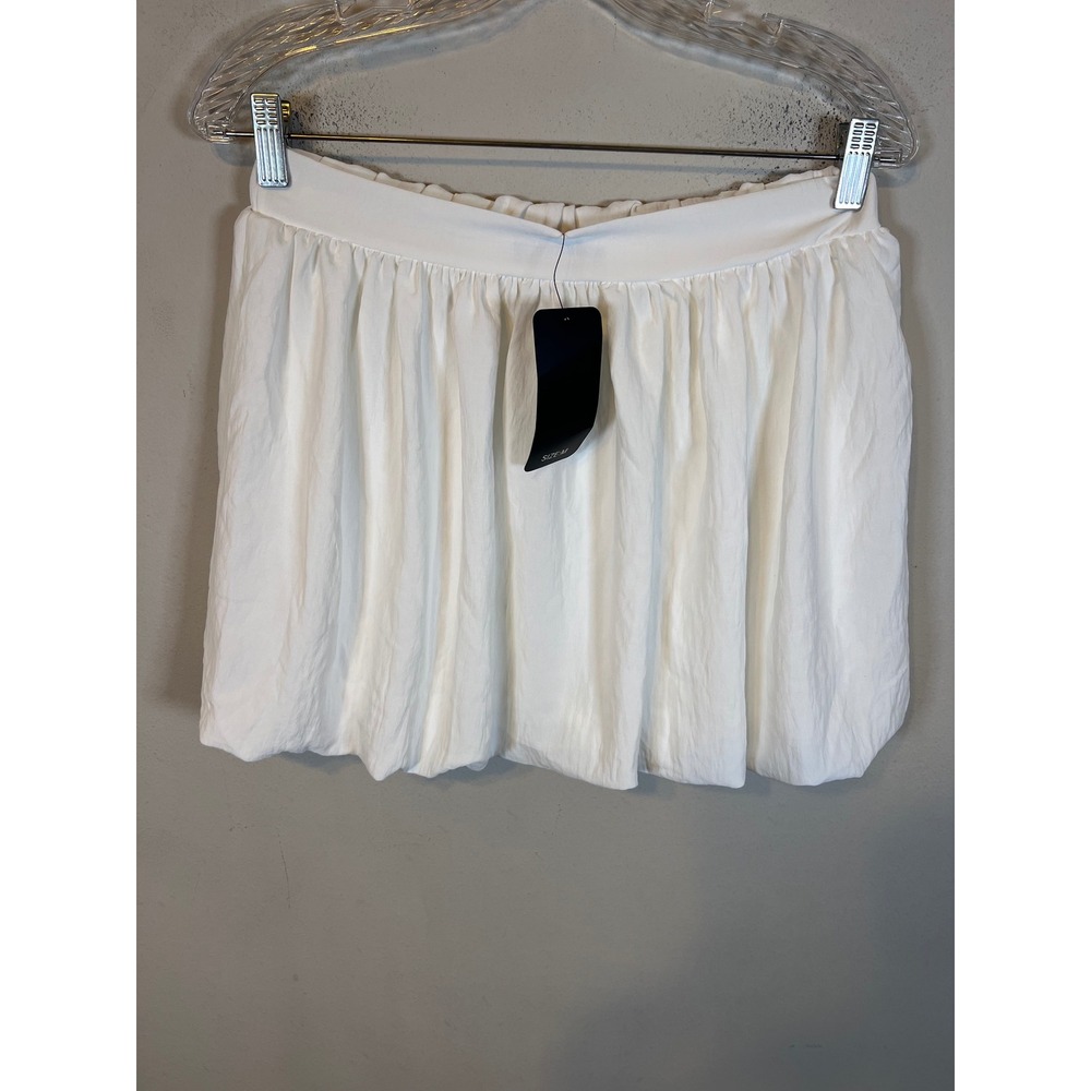 21 Saints Womens Mini Skirt Bubble Hem Elastic Waist White Size M NWT
